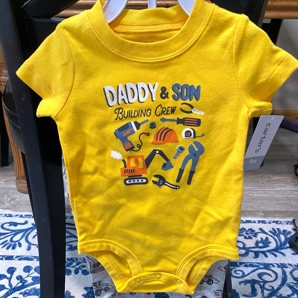 NWT 9M Baby Boy ‘Daddy & Son Building Crew’ Carter’s Outfit
